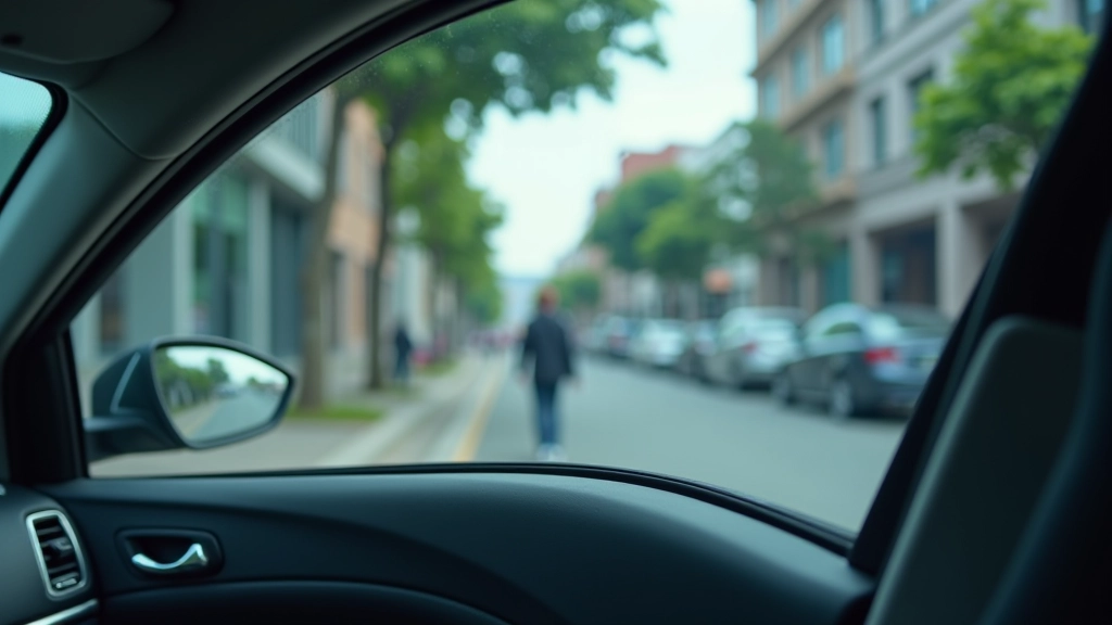 Atidaryti hibridinio automobilio langai su ryšuliais ir miesto vaizdas fone